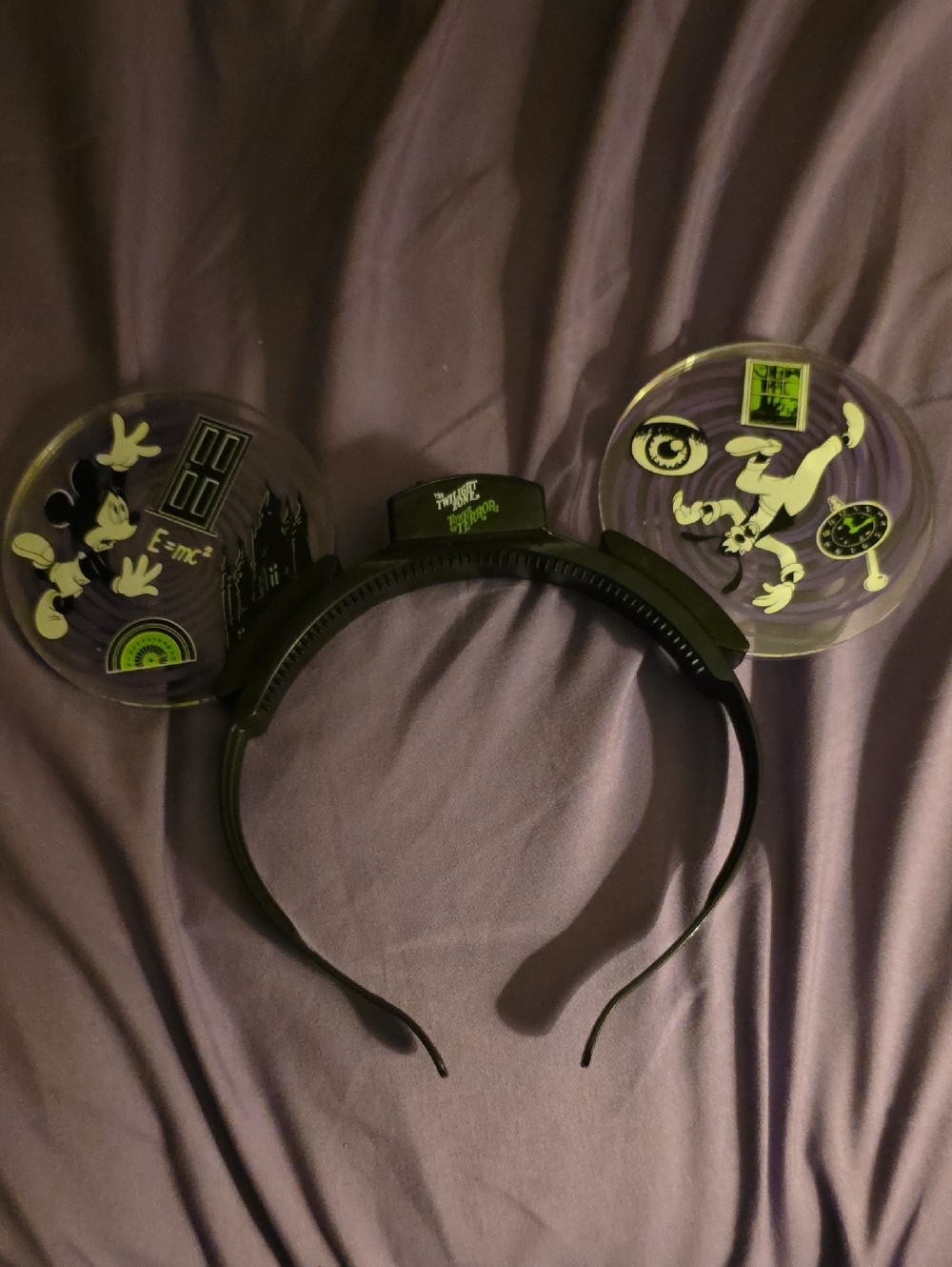 Disney Haunted Mansion Clear Ears Headband with Neon Green Accents
